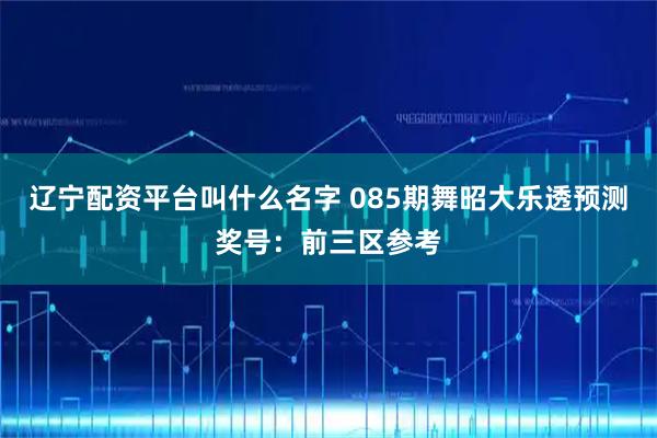 辽宁配资平台叫什么名字 085期舞昭大乐透预测奖号：前三区参考